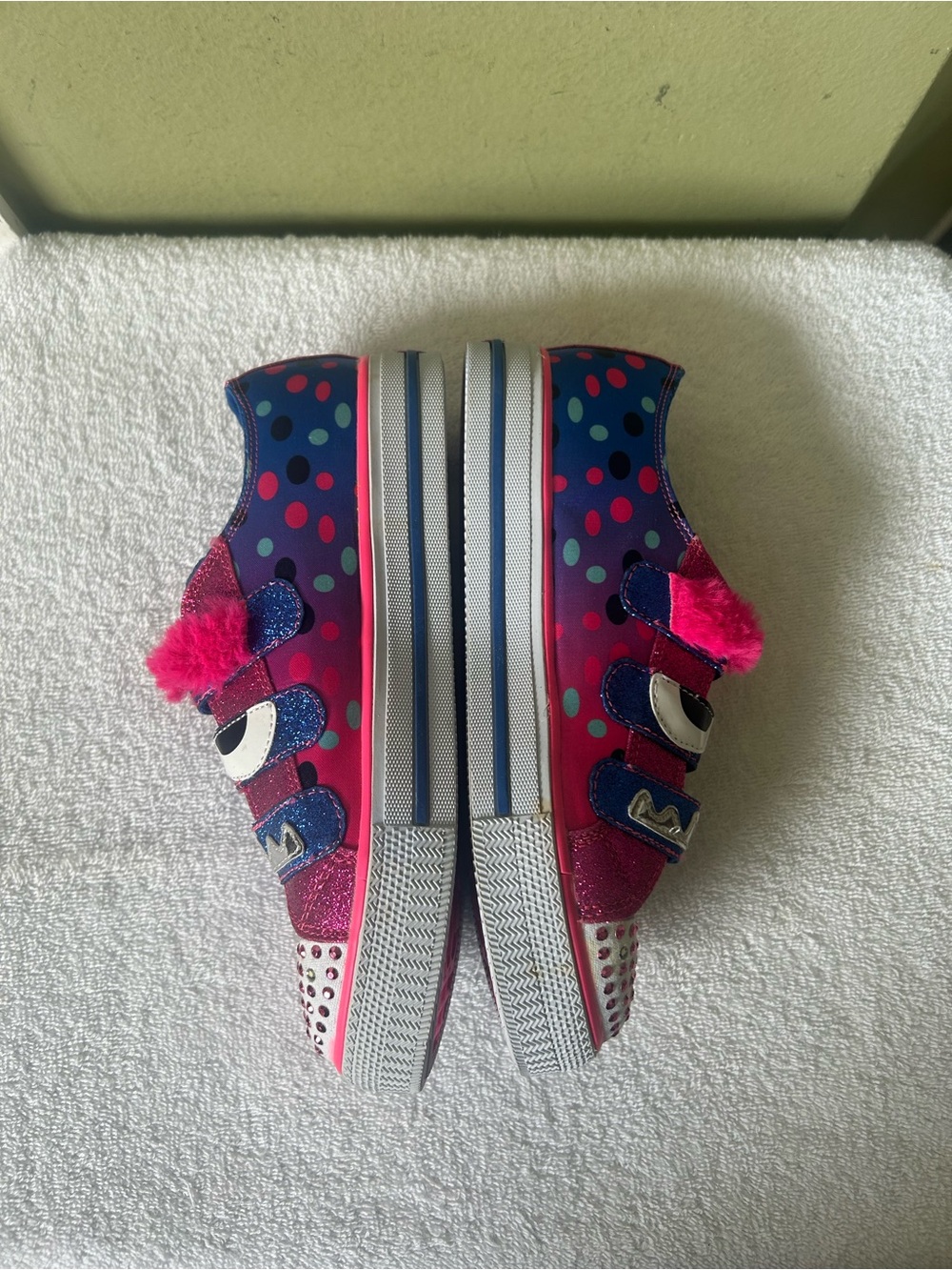NWT Skechers Twinkle-Toes Girls' Glitter Monster Slip-On Sneakers - Pink & Blue - Picture 8 of 13